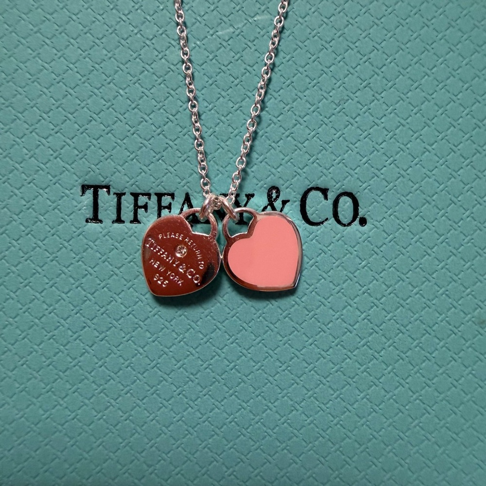 Tiffany & Co. Pink Heart Tag Necklace